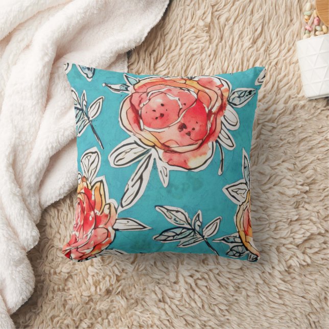 Watercolor Blooms Cushion (Blanket)