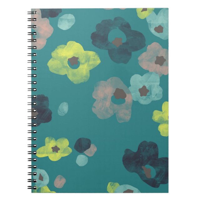 Watercolor Blooms Journal - Teal (Front)