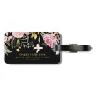 Watercolor Blooms | Pink and Gold Floral on Black