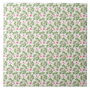 Watercolor Blossom Branch Floral Pattern Ceramic Tile