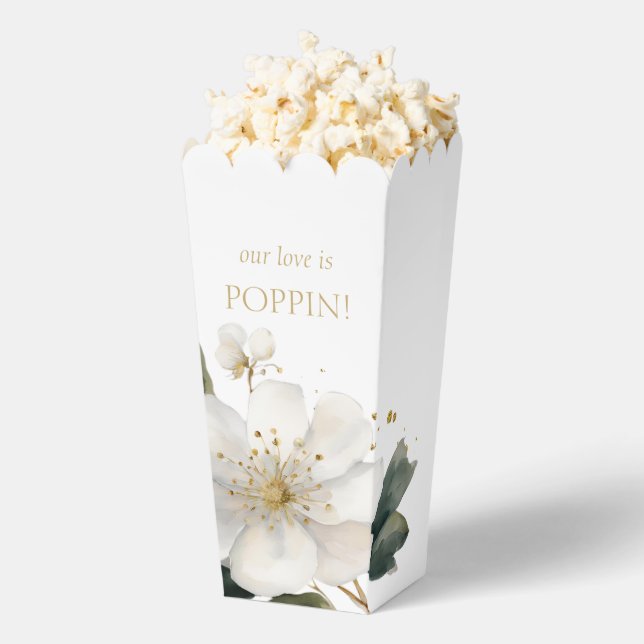 Watercolor Blossom & Faux Gold Splatter Wedding Favour Box (Popped)