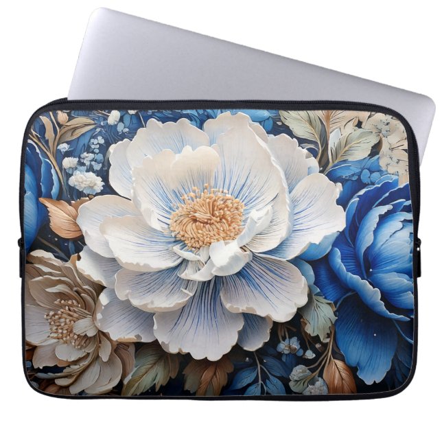 Watercolor Blossom flowers laptop sleeves (Front)