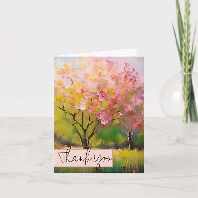 Watercolor blossoming trees customisable card (Front)