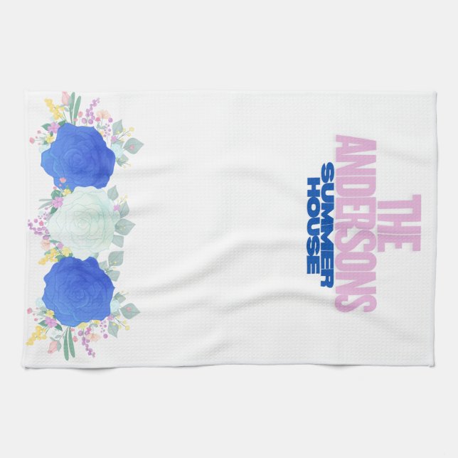 Watercolor Blue Abstract Kitchen Towel  (Horizontal)