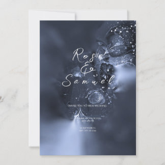 Watercolor Blue Aesthetic Chic Wedding Invitation