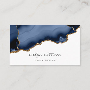 watercolor blue agate beauty salon business card