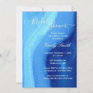 Watercolor Blue Agate Bridal Shower Invitation