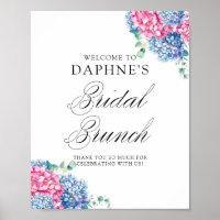 Watercolor Blue and Pink Hydrangeas Bridal Brunch