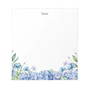 Watercolor Blue and Purple Hydrangeas Personalised Notepad