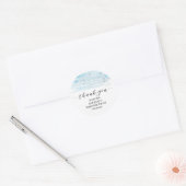 Watercolor Blue and Silver Thank You Party Favour Classic Round Sticker (Envelope)