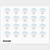 Watercolor Blue and Silver Thank You Party Favour Classic Round Sticker (Sheet)