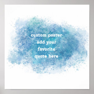 watercolor blue and white add your quote custom poster