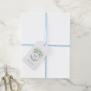 Watercolor Blue and White Hydrangea Crest Gift Tags