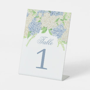 Watercolor Blue and White Hydrangea Wedding Pedestal Sign