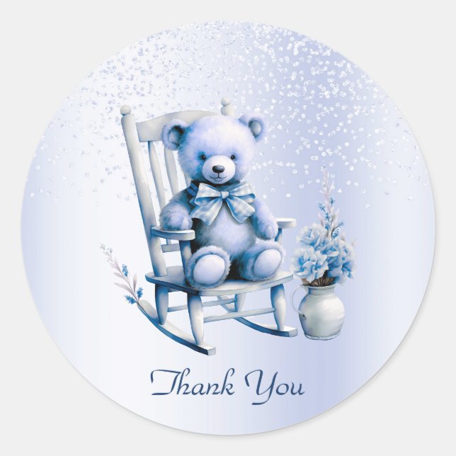 Watercolor Blue Baby Bear Sticker (Front)