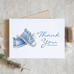 Watercolor Blue Baby Booties Baby Shower Thank You Card<br><div class="desc">Send thanks to your guests with this customizable baby shower thank you card. It features watercolor illustration of an adorable blue baby shower. Personalize this baby shower thank you card by adding your details. This blue watercolor thank you card is perfect for It's a Boy baby showers.</div>