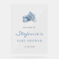 Watercolor Blue Baby Shoes It's a Boy Baby Shower