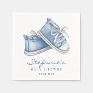 Watercolor Blue Baby Shoes It's a Boy Baby Shower Napkin