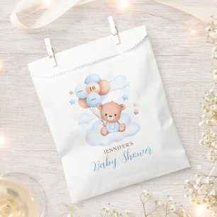 Watercolor Blue Balloon Teddy Bear Baby Shower Favour Bag