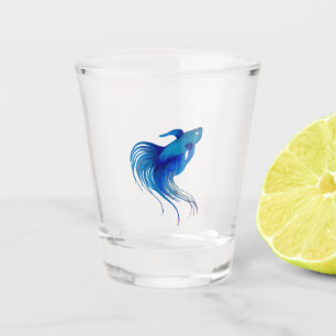 Watercolor Blue Betta Fish Shot Glass