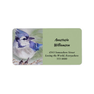 WATERCOLOR BLUE BIRD ADDRESS LABEL