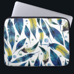 Watercolor blue bird feathers pattern laptop sleeve<br><div class="desc">Watercolor blue bird feathers pattern.</div>