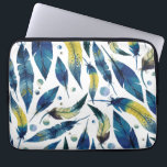 Watercolor blue bird feathers pattern laptop sleeve<br><div class="desc">Watercolor blue bird feathers pattern.</div>