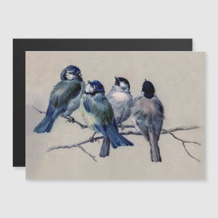 Watercolor Blue Birds Antique Famous Painting Magnetic Invitation