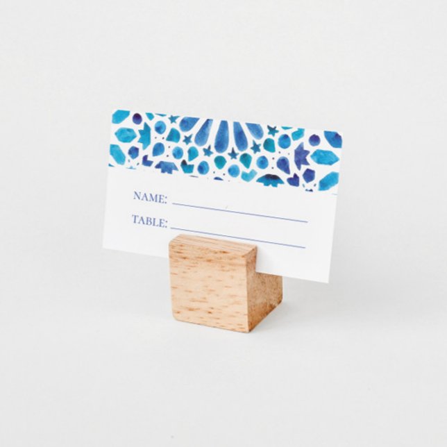 Watercolor Blue Boho Tile  Place Card (Creator Uploaded)