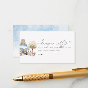 Watercolor blue bonjoor bebe baby shower diaper ra enclosure card