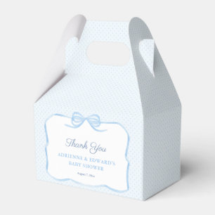 Watercolor Blue Bow Boy Baby Shower Party Favour Box