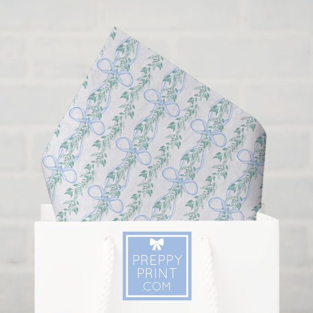 Watercolor Blue Bow Garland Christmas Tissue Paper (Creator Uploaded)