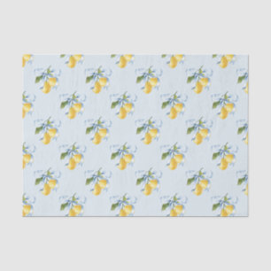 Watercolor Blue Bow Lemons Tissue Paper