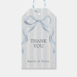 Watercolor Blue Bow Thank You Gift Tags
