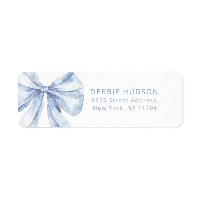 Watercolor blue bow Toile de Jouy Return Address Label (Front)