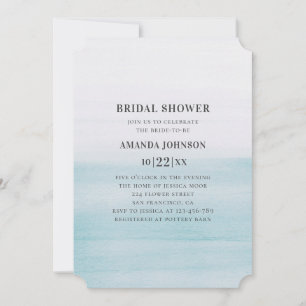 Watercolor blue bridal shower. Nautical wedding Invitation