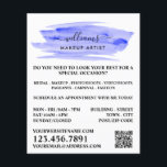 Watercolor Blue Brushstroke Makeup Artist Flyer<br><div class="desc">Script Watercolor Blue Brushstroke Makeup Artist Advertising Flyers By The Business Card Store.</div>