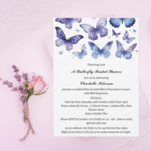 Watercolor Blue Butterfly Bridal Shower  Invitation
