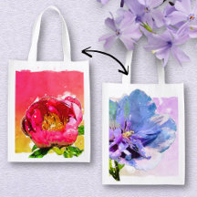 Watercolor Blue Chiffon Rose and Pink Peony