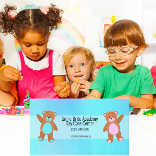 Watercolor Blue Child Day Care Business Card