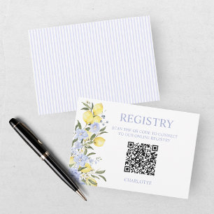 Watercolor Blue Citrus Lemon Bridal Shower Thank You Card