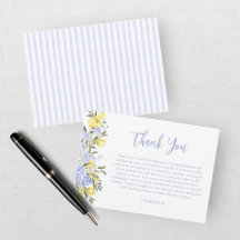 Watercolor Blue Citrus Lemon Bridal Shower