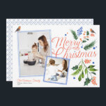 Watercolor Blue Citrus Merry Christmas Two Photos Holiday Card<br><div class="desc">Watercolor Blue Citrus Merry Christmas Two Photo Holiday Card
This beautiful Christmas Photo Card features watercolor blue frames for two photos with Orange,  Citrus Flowers with winter garland greenery around Merry Christmas wording and cute Robin bird.
Message me for any need adjustments</div>