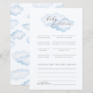 Watercolor Blue Cloud Baby Shower Baby Predictions