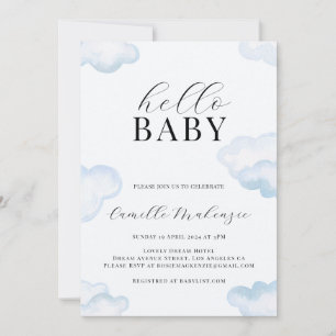 Watercolor Blue Cloud Baby Shower invitation