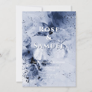 Watercolor Blue Colourful Flowers Wedding Inv Invitation