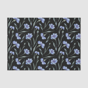 Watercolor Blue Cornflower Black Background  Tissue Paper