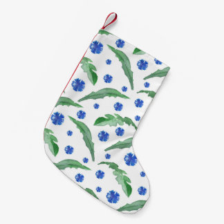 Watercolor Blue cornflowers Small Christmas Stocking