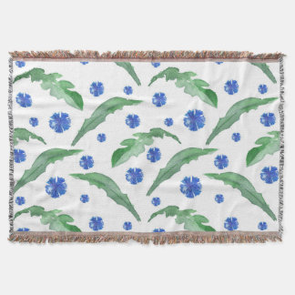 Watercolor Blue cornflowers Throw Blanket