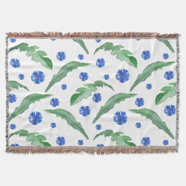Watercolor Blue cornflowers Throw Blanket (Front)